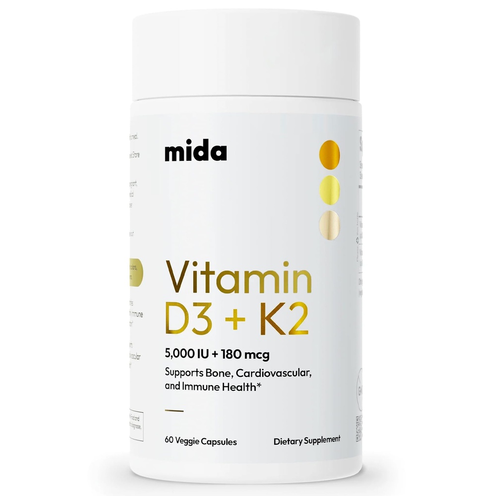 Mida Health® D3 K2 Vitamina 5000 UI cu MK-7 