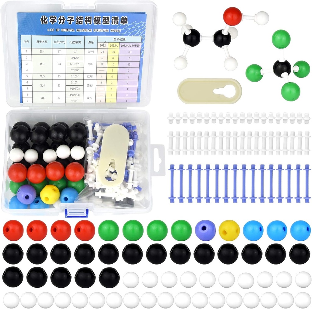 136pcs Chimie organica Model molecular Set pentru student si profesor Educatie chimie organica si academica 59 Atomi & 76 Legături Bonds & 1 Link Atoms Remover