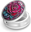 Cutie de pastile-3 Compartiment de mici pastile pentru Purse & Pocket Mini Metal Pilula Holder Travel Pilula Container pentru a deține suplimente Vitamine BPA-Free (Rose)