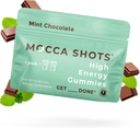 SGC cea mai mare concentrație 100mg Cafeina per Gummy, 2 Gummies per Pack, 12 Pack Mocca Shots Ment Ciocolată de plante-Based nootrop Instant Energy cu Ginkgo biloba, Theobromine.