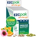 EZC Pak On The Go Immune System Booster with Echinacea, Vitamina C, Zinc, Immunum Supplement, Imunity Vitamins for Adulți, Travel-Friendly Package, Vegetarian, Gluten-Free - Pachet de 6