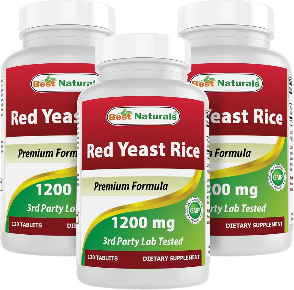Cele mai bune naturale Red Yeast Rice 1200 mg (Non-GMO) 120 comprimate (120 număr de 3)