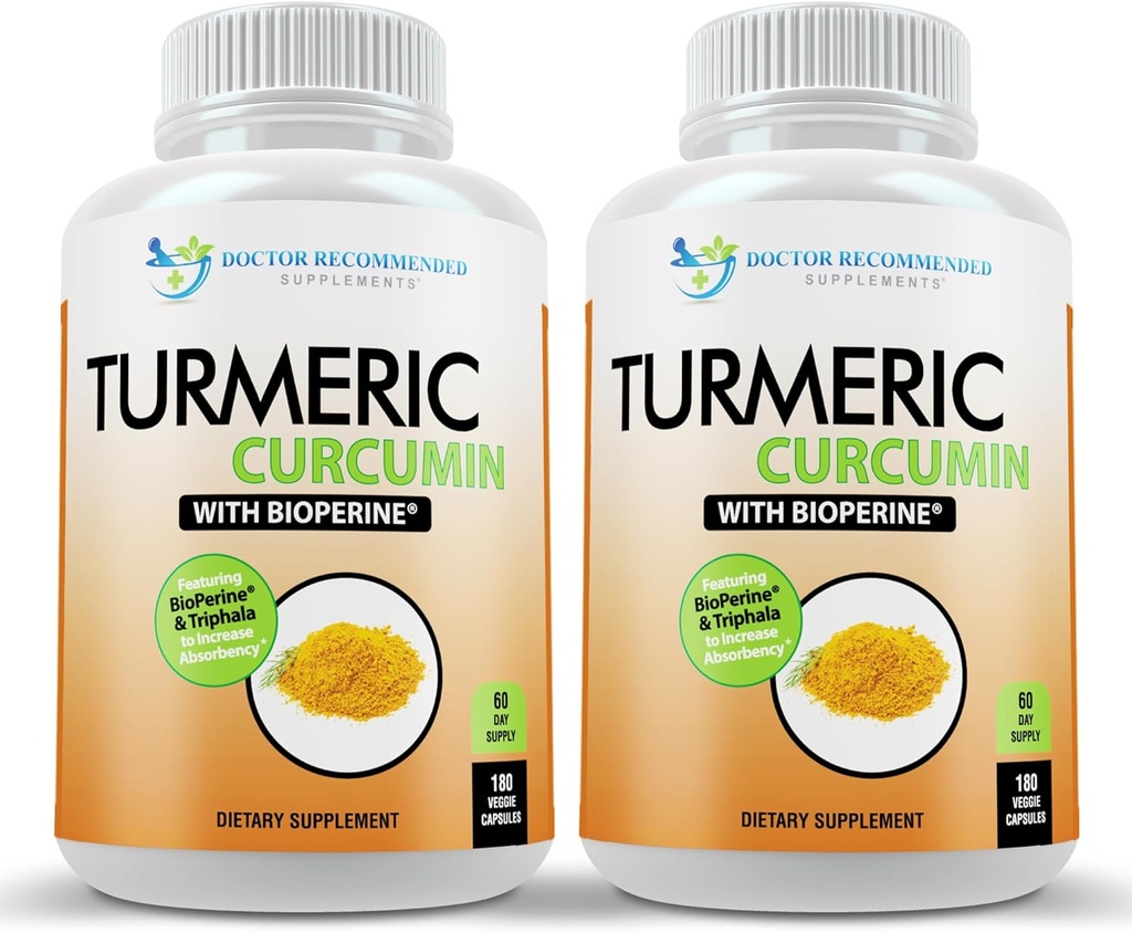 Turmeric Curcumin Supliment - 2250mg/d - Veggie Caps - 95% Curcuminoide cu extract de piper negru (Bioperina) - 750mg Capsule - 100% organice - Cel mai puternic Turmeric (Pachet de 2)