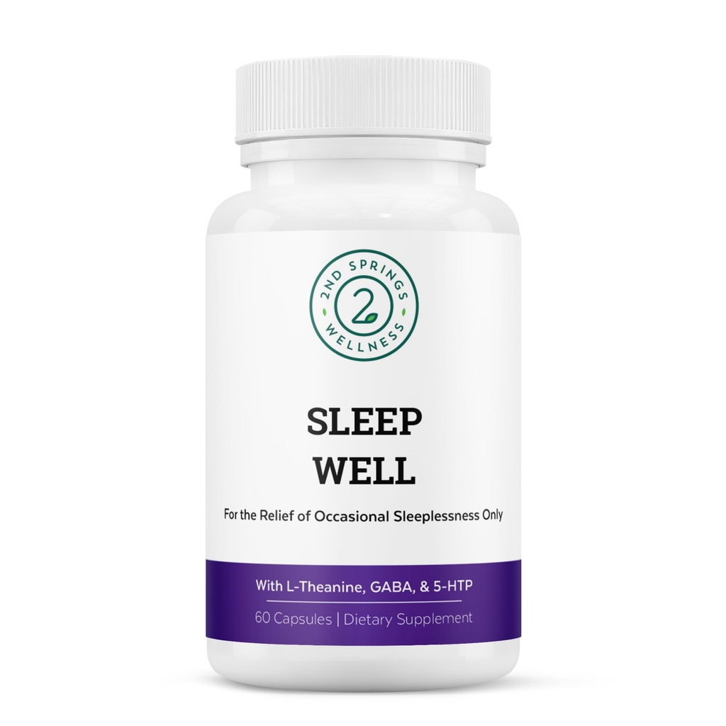 Sleep Well Calmness & Relaxing Support Formula - Blend puternic cu magneziu, L-Theanină, GABA și Melatonina - Îmbunătățește relaxarea + promovează modele de somn sănătoase - 60 capsule