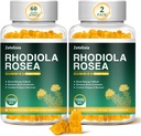 2 Pack Sugar-Free Rhodiola Rosea Gummies 1000mg, Rhodiola Rosea Supliment pentru Femei & Barbati, Suport Rezistenta, Mood & Energy, Non-GMO, Vegan, 120 Conte