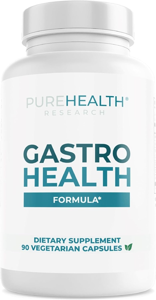 PUREHEALTH Research Gastro Health Formula - Alginat natural pentru reflux acid - DGL Supliment pentru arsuri și indigestie - Cu Artichoke, Rhodiola Rosea, Acid hialuronic, Quince & More - 90 capsule