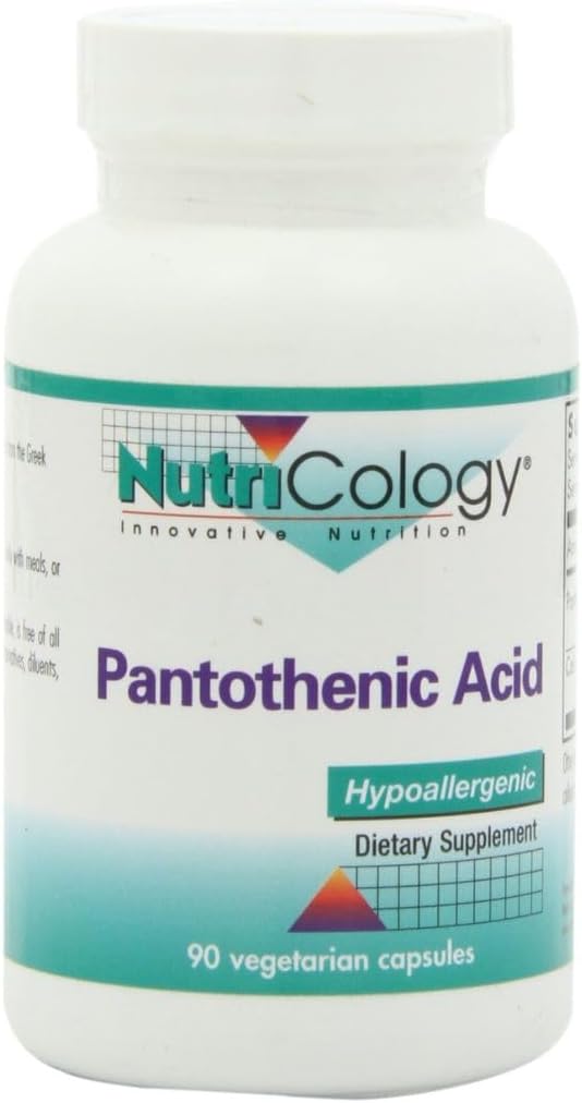 Nutricologie Acid pantonic - Vitamina B5 pentru bărbați și femei, Calciu, Supliment 500 mg, Capsule pure, organice, vegetariene - 90 Conte