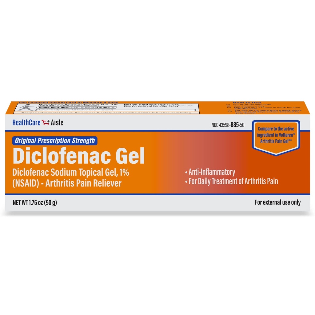HealthCarele Diclofenac Gel, 1%, Artrita Pain Relief - 50 g tub - Original prescription Force (AINS)
