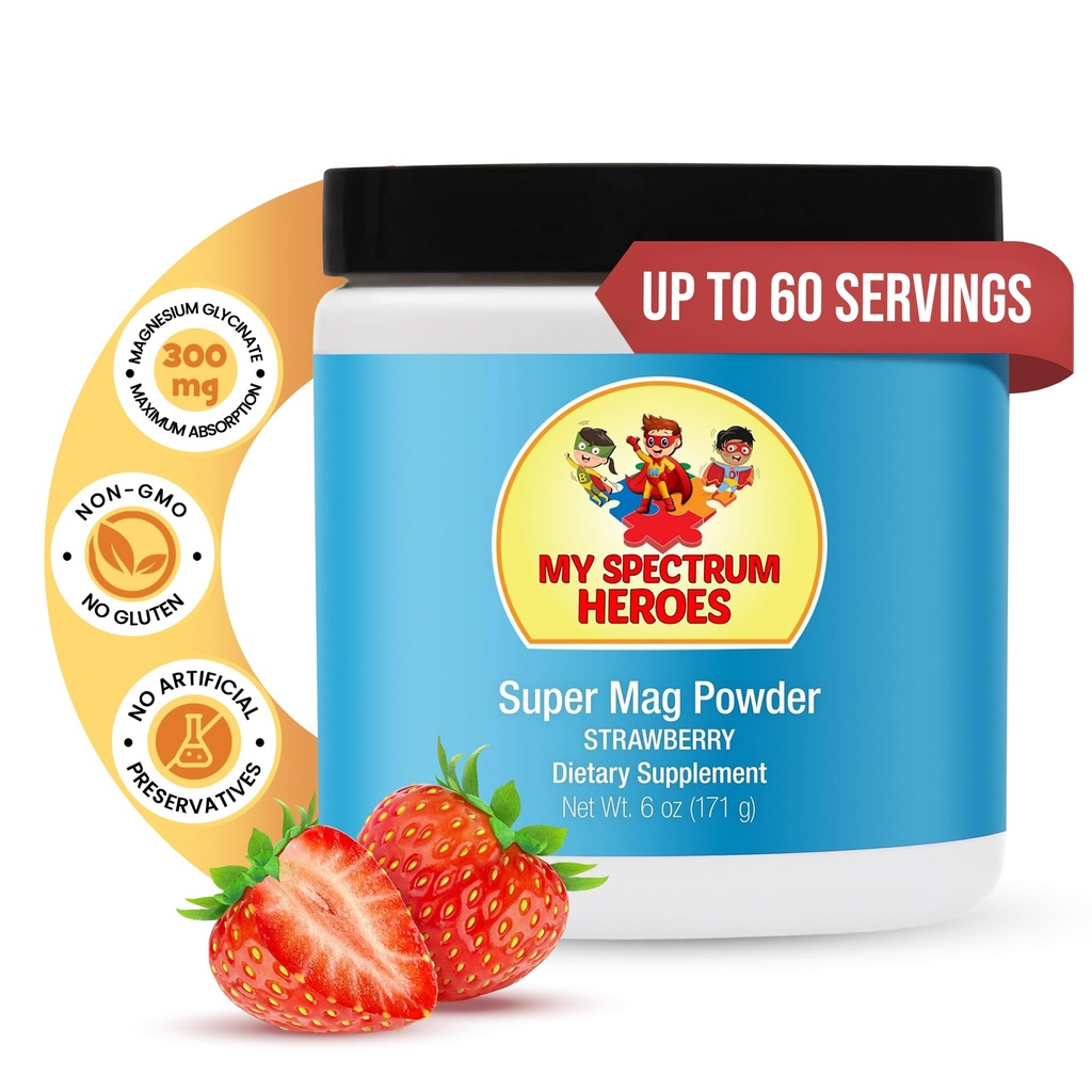 My Spectrum Heroes calm Magneziu pulbere - Gentle Magneziu Glicinate Drink Mix pentru relaxare, Sleep Support, Digestive Health, și Stres Relief - Vegan, Gluten-Free, 6oz (171g)