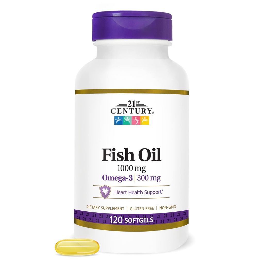 21st Century Fish Oil 1000 mg Softgels, 120 Conte