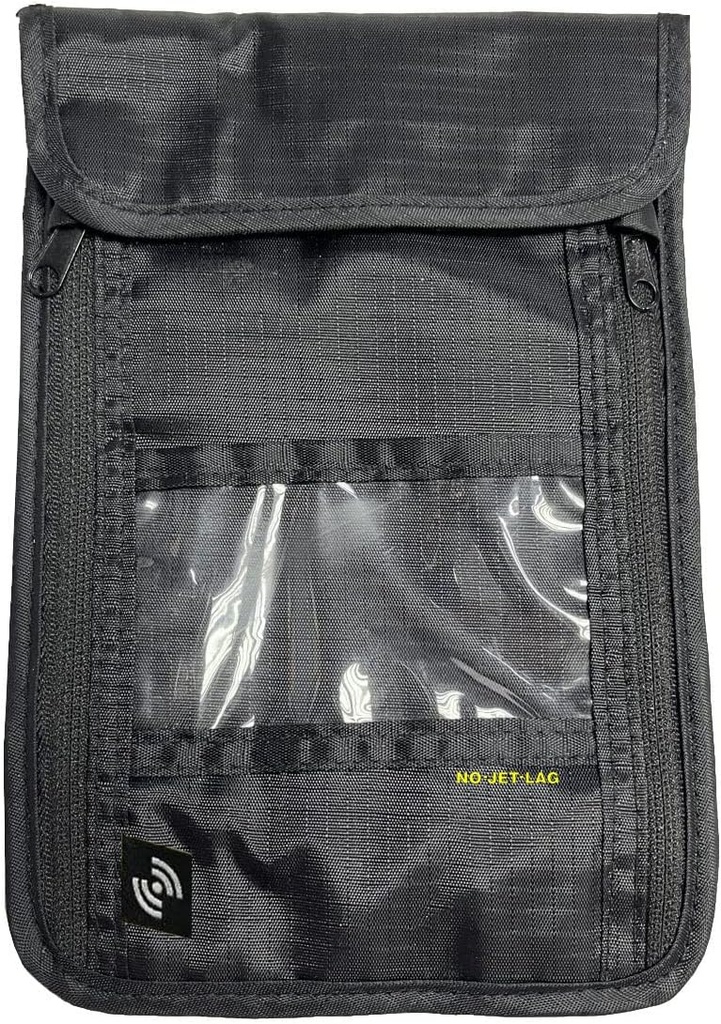 NO Jet Lag Travel Neck Pouch, Passport/Money Holder for Travel with RFID Blocking Technology, Hidden Travel Pouch to Protect Cash, Credit Cards, Telephones, Travel Essential