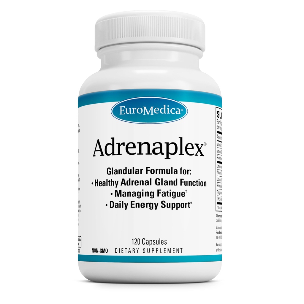 EuroMedica Adrenaplex - Suplimentul funcţional Glanda suprarenală - Suplimentul suport Glandular cu vitamine C & B6 - Suporturi funcţie suprarenală sănătoasă - A nu se ajunge la copii - 120 capsule