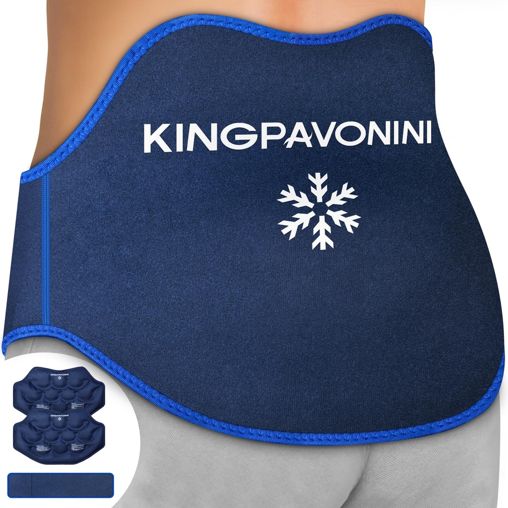 KingPavonini pachet de gheață foarte mare pentru ajutor de spate durere cu curea extensibil, 2 ambalaj reutilizabil înapoi gel pachet de gheață Wrap pentru Lumbar Chirurgie, Sciatica, Herniated Disc, Coccyx durere, terapie rece / fierbinte
