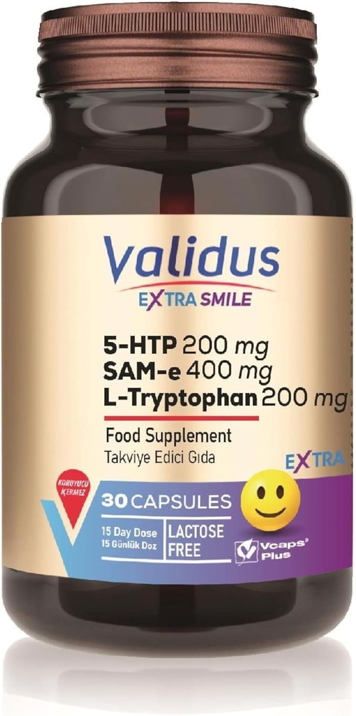 VALIDUS Extra Smile 5-HTTP 200 mg + L- Tryptofan 200 mg + Sam-e 400 mg 30 capsule (Vcaps Plus)