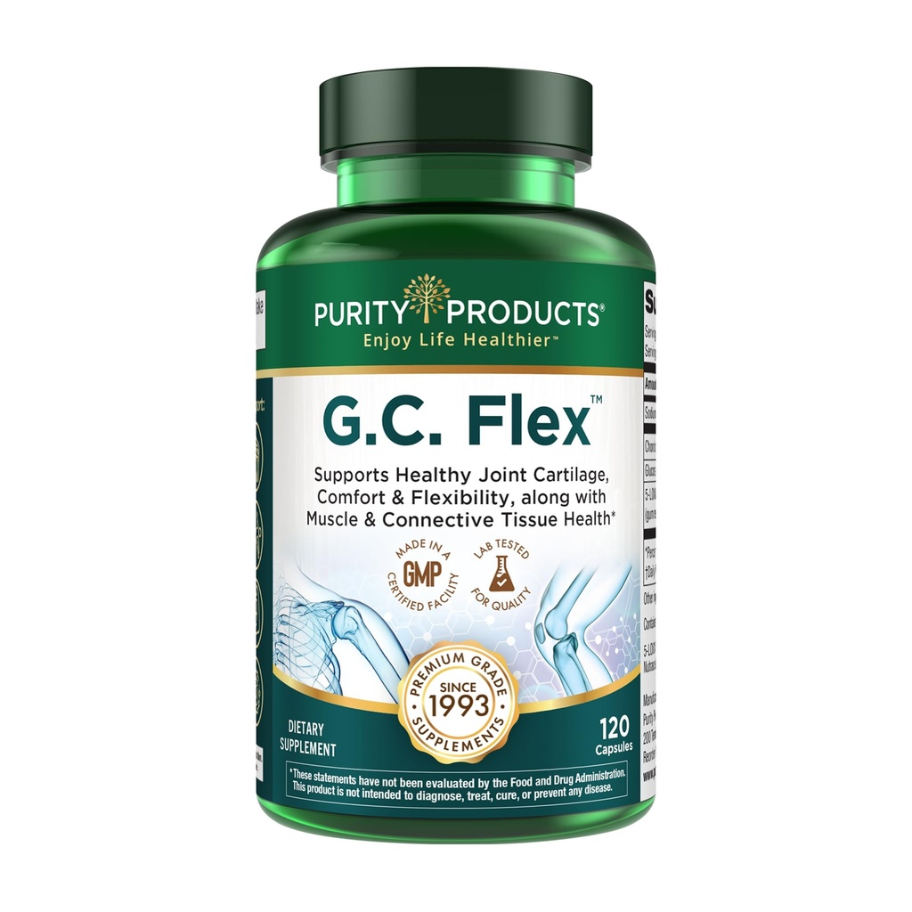 Produse de puritate G.C. Flex (Glucosamină și Chondroitin sulfate Super Formula) - Suporturi Joint + Cartilage Health + Muschi Sanatos + tesut Connectiv - Promoveaza flexibilitate comuna - 90 capsule de la
