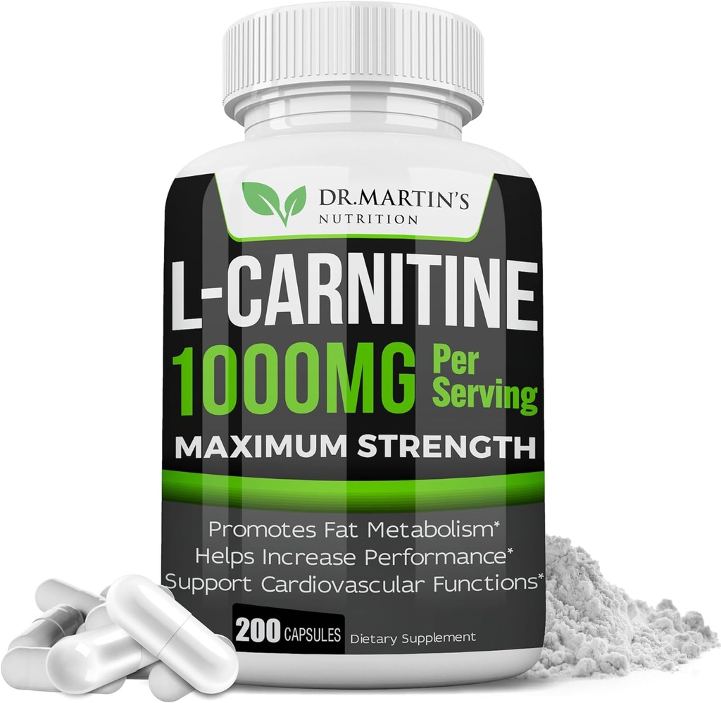 DR. NUTRIŢIA LUI MARTIN L-Carnitina - 200 capsule - 1000 mg per servire - stimularea metabolismului și creșterea performanței