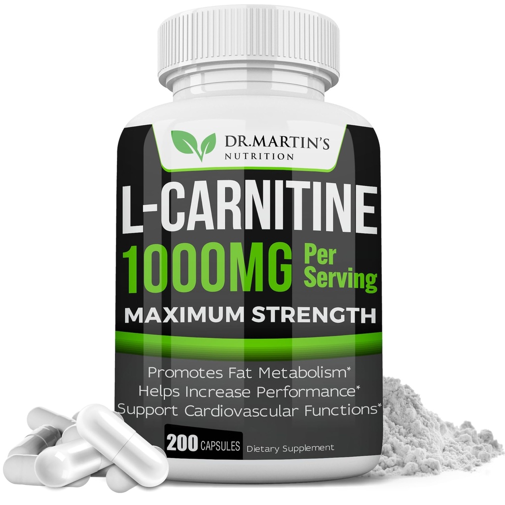 NUTRIŢIA L-Carnitină - 200 capsule - 1000 mg per servire - stimularea metabolismului şi creşterea performanţei