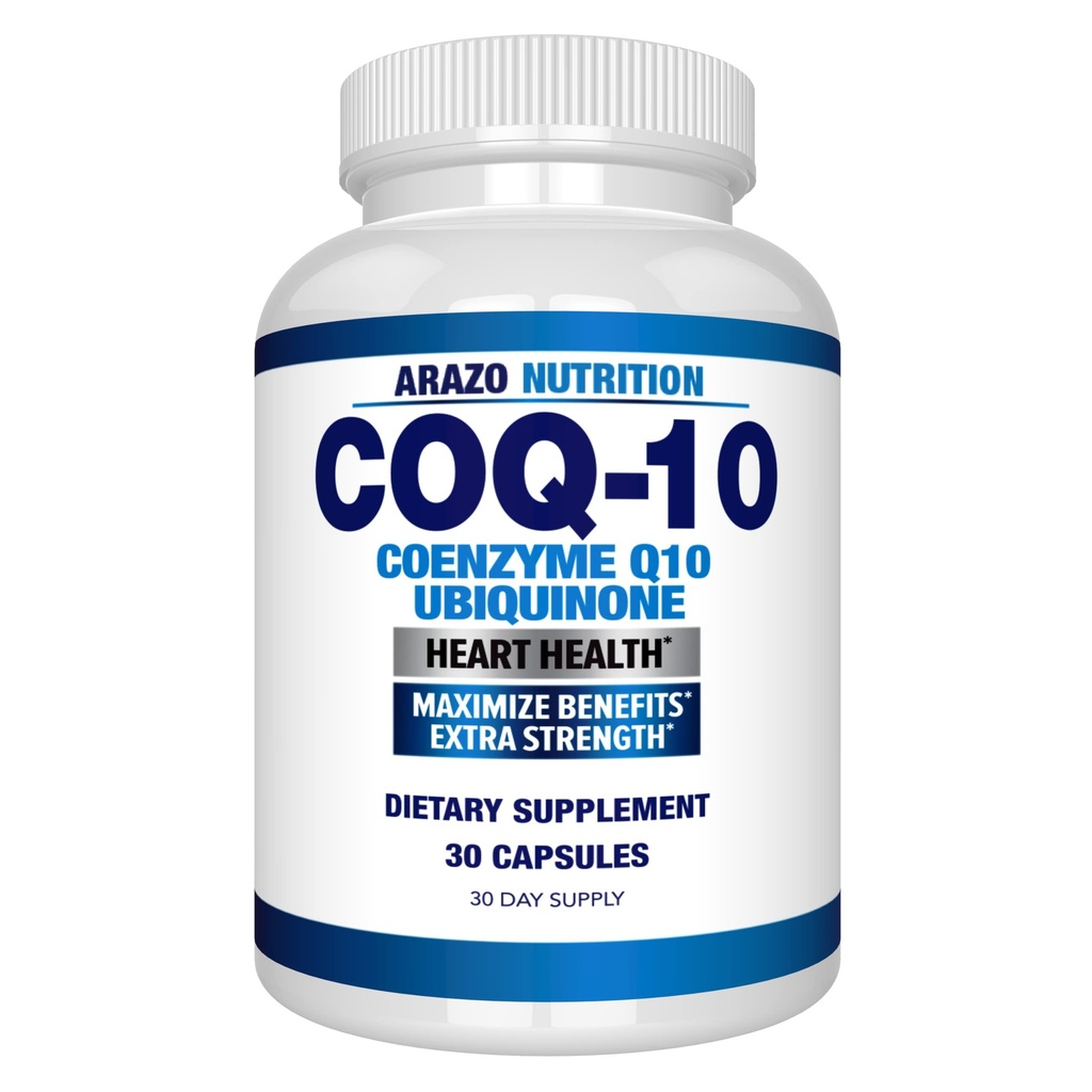 Arazo Nutrition CoQ10 Ubichinonă Coenzima Q10-200 mg Concentraţie maximă Supliment nutriţional - Capsule de absorbţie mare fără soia