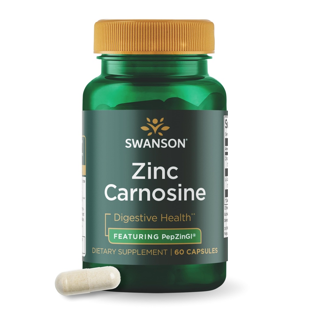 Swanson Ultra zinc Carnosine (PepZingi) - 60 capsule - Suplimentul natural pentru sănătatea gastrică, suport digestiv și echilibru microbial stomac