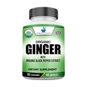 American Standard Suplimente Extract de ghimbir organic cu extract de piper negru organic, Vegan, gluten gratuit, non-GMO, 90 capsule, 90 Serviri
