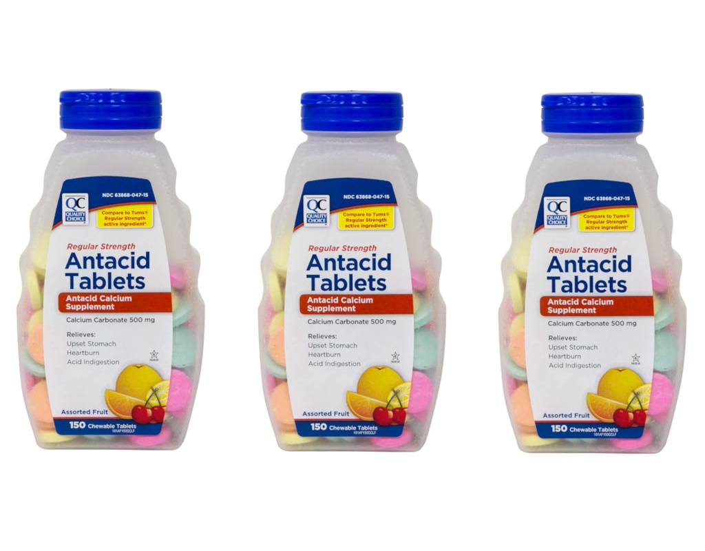 Alegerea calităţii Concentraţie regulată Carbonat de calciu 500 mg Comprimate masticabile de antiacide, 150 Număr - Cutie cu 3