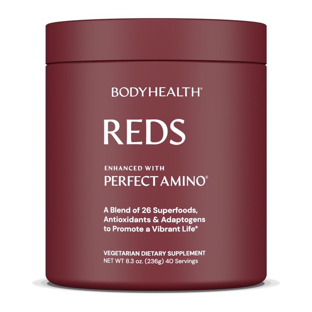 Bodyhealth Reds imbunatatit cu perfect Amino - Daily Superfood Smoothie pulbere cu antioxidanți, Adaptogens, Phytonutrients, fructe, Prebiotice, Probiotice, Fibră, și proteine - 40 Serviri