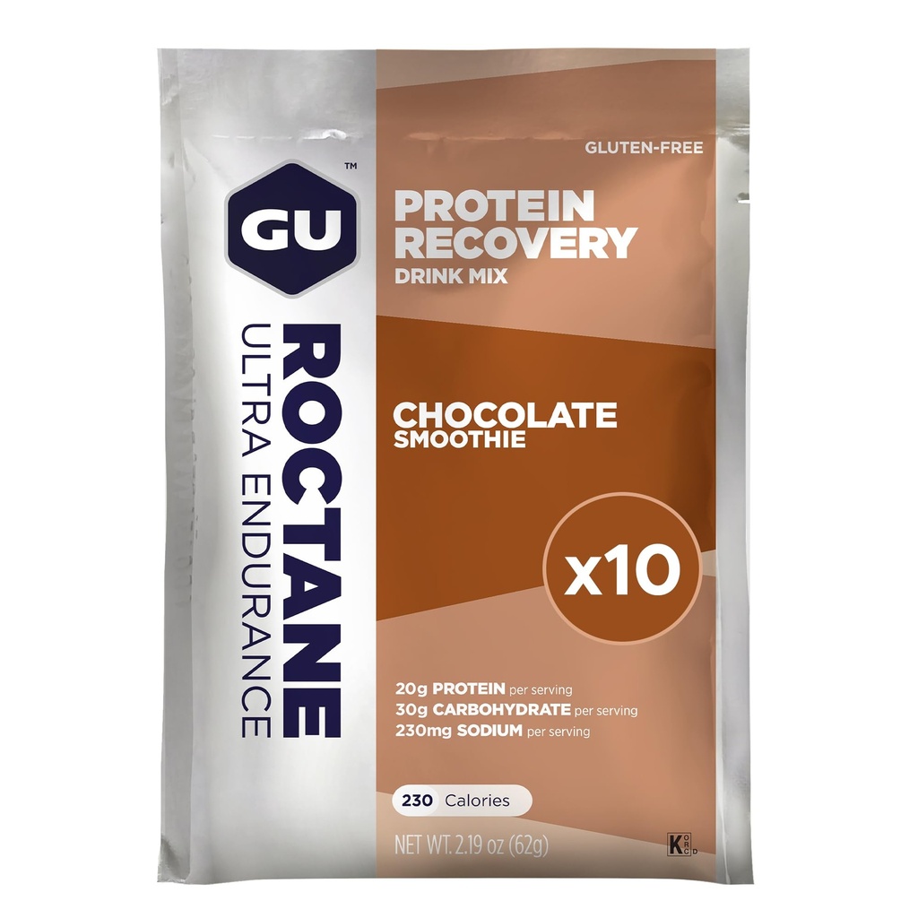 GU energie octanice Ultra rezistenta proteine de recuperare amestec de băuturi, gluten-gratuit și Kosher lactate, suport de recuperare după orice antrenament, 10 Pachete de unică servire, Chocolate Smoothie
