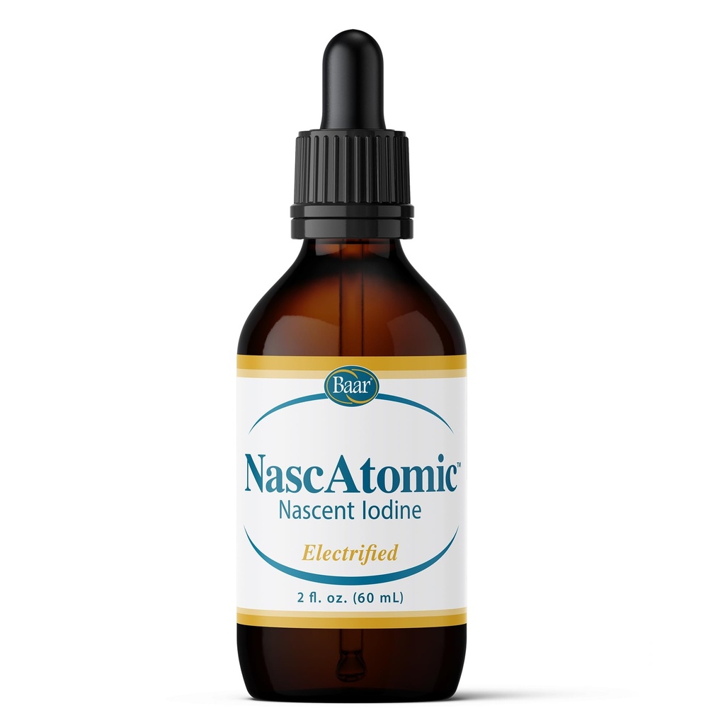 BAAR NascAtomic Electrified Picături lichide cu iod nazal, Potent 2% Formula pentru energie, Vitalitate, Boost metabolic, Detox, Suport imun, Claritate mentala si Sanatate tiroidiana, 2 fl oz (Pachet de 1)