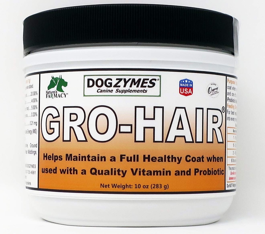 Dogzymes GRO-Hair pentru lungimea hainei sau a penei, cresterea rapida a hainei sau atunci cand vata slaba si/sau petele plestice trebuie completate.