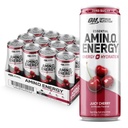 Optimum Nutrition Amino Energy Sparkling Hydration Drink, Electroliti, Cafeina, Amino Acids, BCAAs, Sugar Free, Juicy Cherry, 12 Fl Oz, 12 Pack (Packaging May Vary)