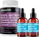 Colagen Biotin lichid (2pk) și oxid de azot (1pk) Supliment Bundle - Vitamine potente pentru păr, piele, unghii, inimă, circulatie, și suport de lipide - non-GMO, Vegan, gluten-gratuit