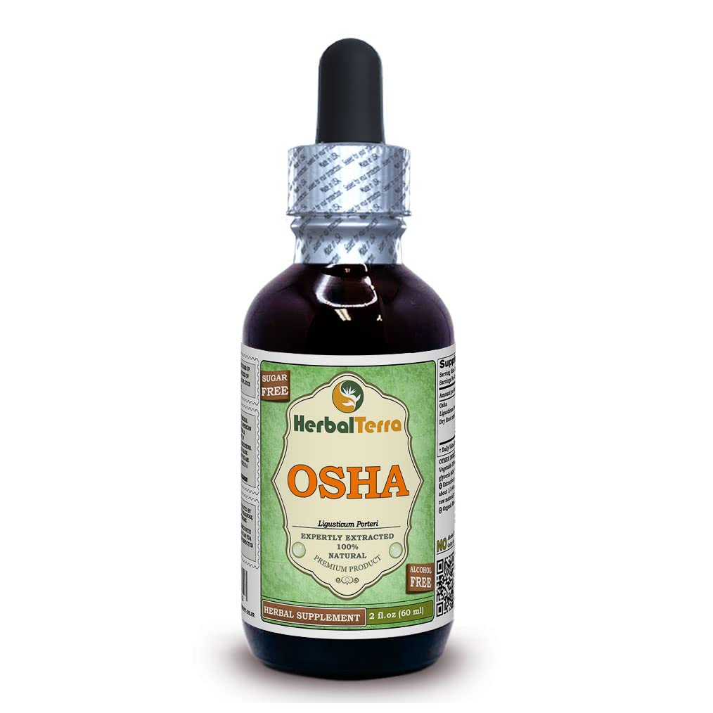 Herbal Terra LLC OSHA (Ligusticum Porteri) Glicerit, Extract lichid uscat de rădăcini fără alcool 2 oz