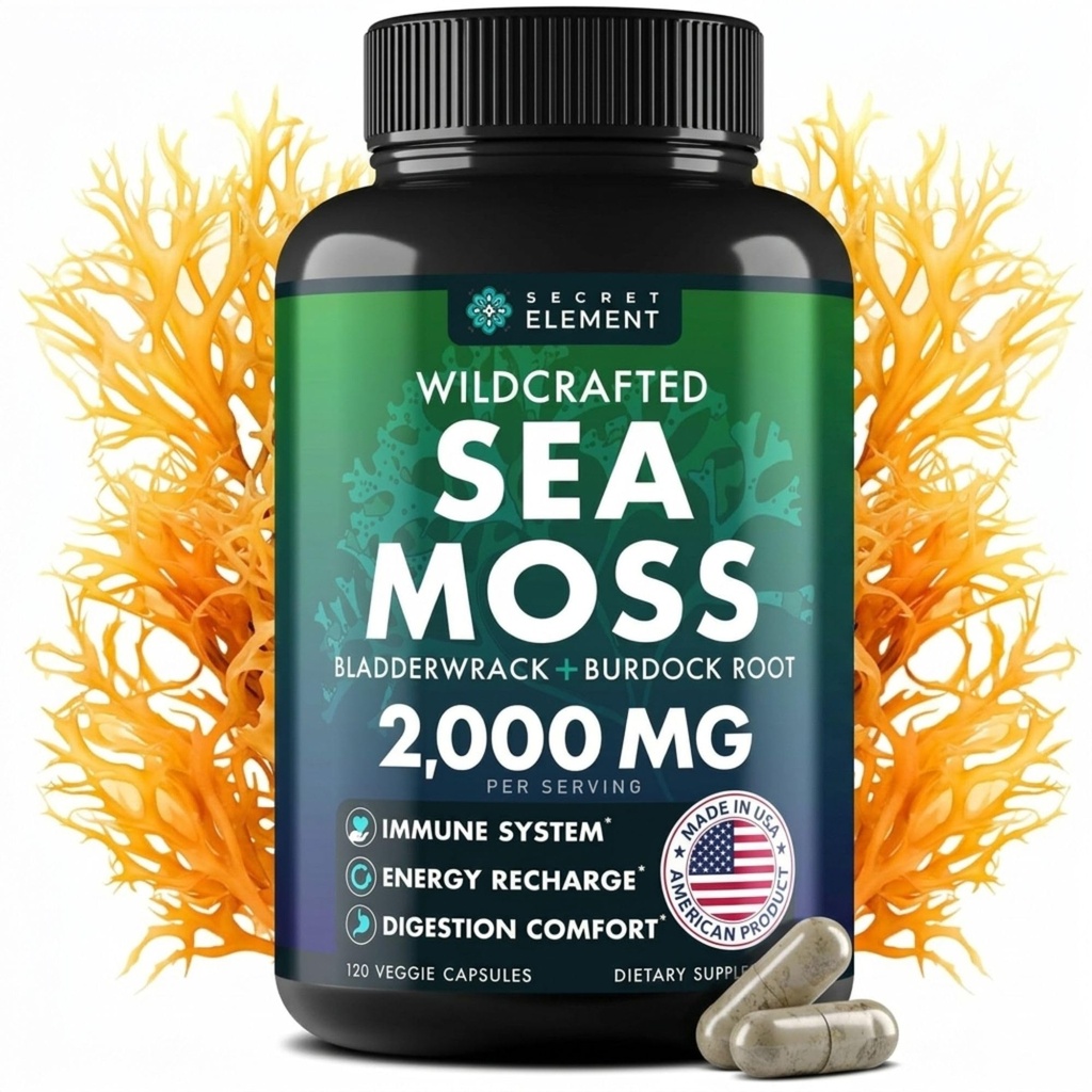 Sea Moss Capsules - Irish Sea Moss Advanced with Braddock Root, Bladderwrack & Muira Puama for Imunity, Gut, & Energy - Superfood Sea Moss Suplimente w/Raw Sea Moss Powder - 120 Irish Seamoss Pills