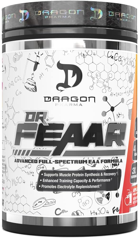 DRAGON PHARMA Dr. FEAAR® Advanced Full-Spectru EAA Matrix, Susţine Sinteza şi recuperarea proteinelor musculare, capacitatea de formare îmbunătăţită şi performanţă (30 Servings, suc de mere)