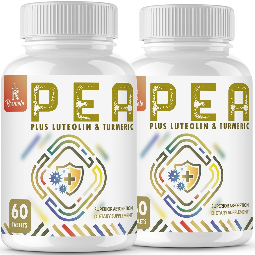 1500 MG Palmitoiletanolamidă cu luteolin 98% & Turmeric, absorbţie ridicată, Micronized Pea Supplement for Discomfort Management - SUA Made - 120 comprimate