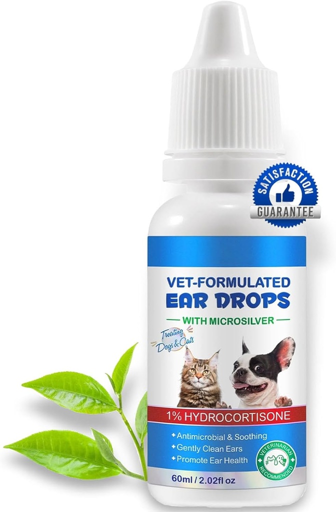 Picături ureche pentru pisici și câini-câine infectie ureche medicamentatie-Ear Mites tratament-câine-coajă Coajă Curățare cu 1% Hidrocortizon-Clean Pet Earwax-Mild și eficient 60ml