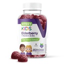 Viteey Sambucus gume de soc pentru copii Suport imun Suplimente cu vitamina D3 și vitamina C 3-1 Booster imun - Vegetarian, Gelatină gratuit, Gluten gratuit, OMG-uri gratuit - Tasty Chewable Berry aroma