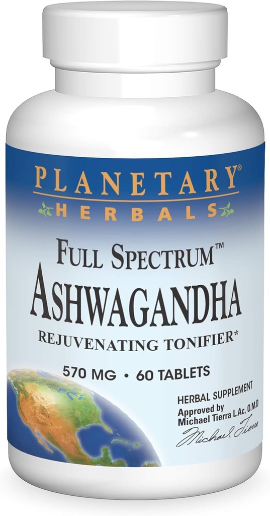 Plante planetare Ashwagandha, Spectrum complet 570 mg Tonificator întinerire - 60 comprimate