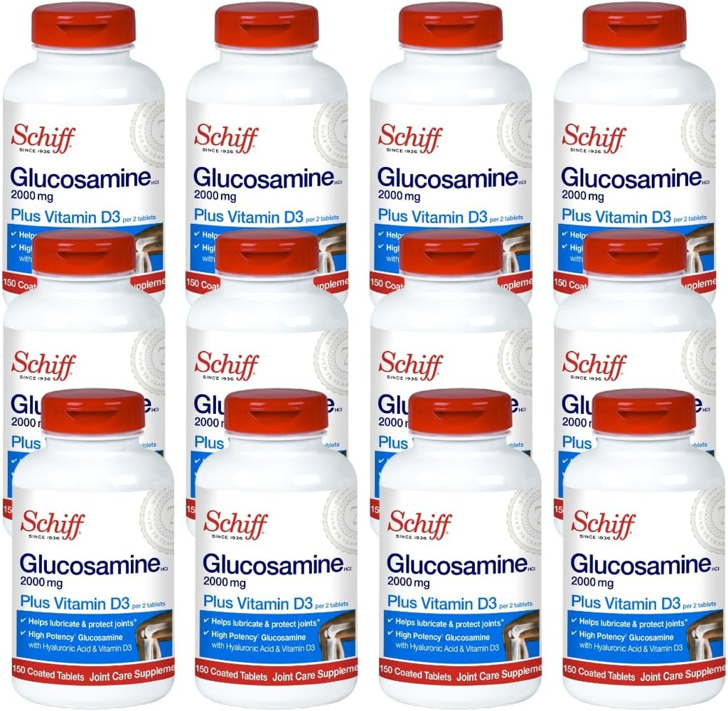 Schiff Glucosamină 2000mg cu supliment de acid hialuronic, 150 ct (Pachet de 12)