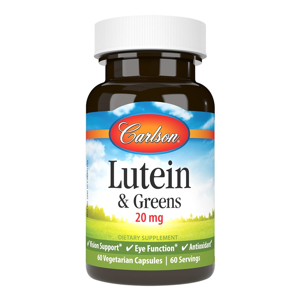 Carlson - Lutein & Greens, 20 mg, Vision Support & Eye Function, Antioxidant, 60 Capsule vegetariene