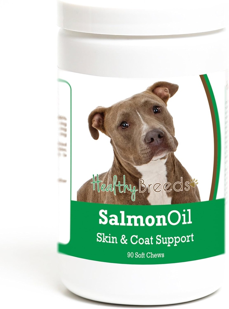 Sănătoși Rase Pit Bull Somon ulei moale Chews 90 Conte