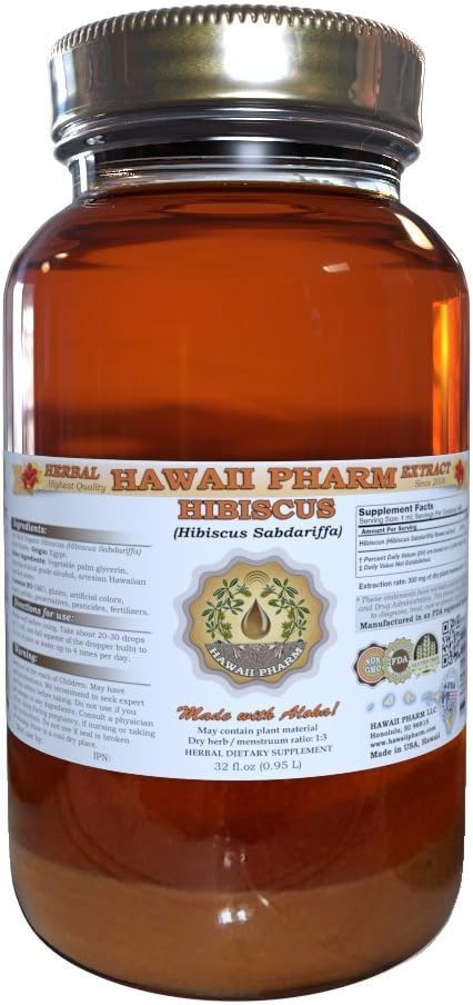 Extract lichid de hibiscus, flori de hibiscus organic (Hibiscus Sabdariffa) Supliment de tinctură 32 oz