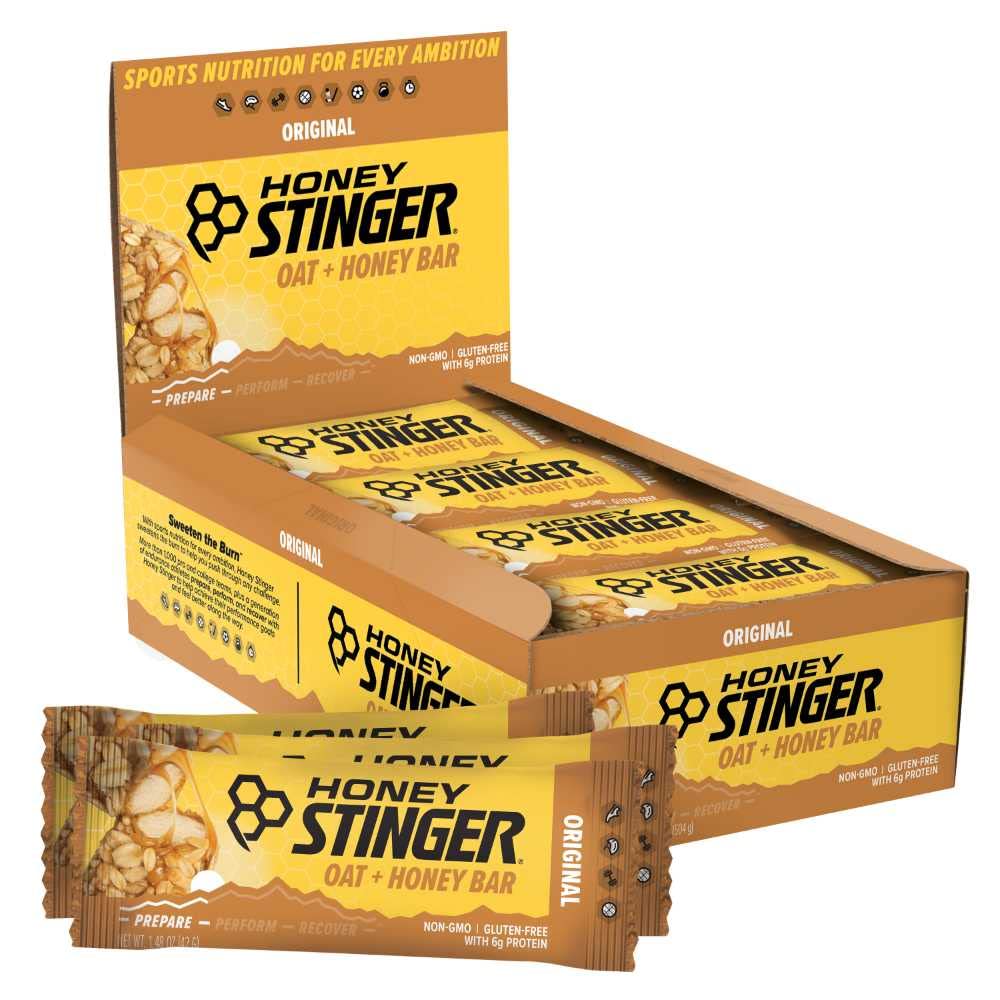Honey Stinger Oat + Honey Bar, Original, Energy Packed Food pentru a se pregăti pentru exercitii fizice, rezistenta si performanta, Sports Nutrition Snack Bar, Pre-Workout, Proteine, Gluten gratuit, Cutie de 12