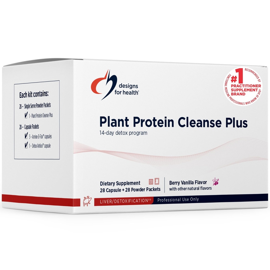 Design-uri pentru plante de sănătate Proteine Cleanse Plus 14 zile Programul de detoxifiere - Promovează funcția hepatică sănătoasă + Metabolic Curățare cu antioxidanți + plante medicinale, vegetariane (28 Proteine pulbere băutură + vitamine pachete)