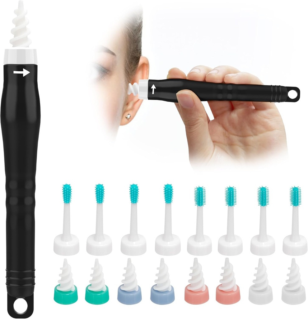 Q Grips Ureche instrument de îndepărtare a cerbii ureche 2025 Spiral ureche de îndepărtare Kit Reutilizabil și wax Wax Ureche Wax Urechi Remover Soft Silicon Spiral Spiral Kit de îndepărtare a urechii Conține 3 tipuri de instrumente de curățare ureche