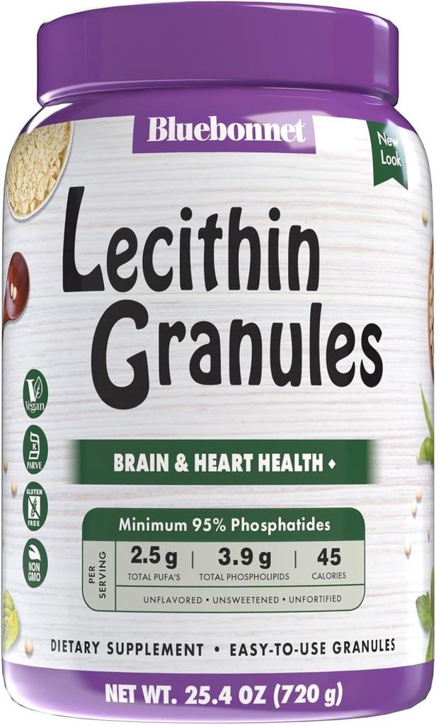 Bluebonnet Nutrition Super Lecitina Granule pământ, Derived From Non-GMO Soy, Gluten-Free, Non-GMO, Vegan, Kosher Certified, No Sugar Adăugat, 25.4 oz, 96 Servings