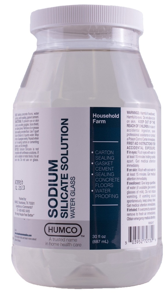 Humco Sodium Silicat Solution 30 oz, Water Glass.