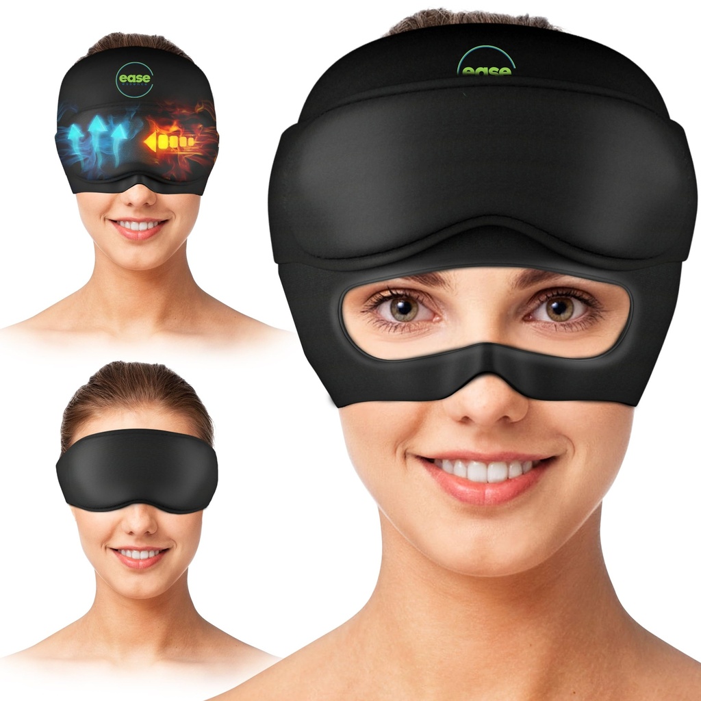 Capac de ajutor pentru migrene - 2 în 1 Capac de ajutor pentru dureri de cap cu masca de ochi detaşabil 20% extra Gel - palarie de dureri de cap pentru migrene - cap rece de gheata Wrap Produse pentru stres, tensiune, mahmur si ochi pufos