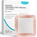 Dimora Silicon Super Absorbtive Wound Dressings - Bandaje adezive Gentle cu Ultrasorb Polymer,Heavy Exudate Wound Care Pads 6"X 6" 10 Packs