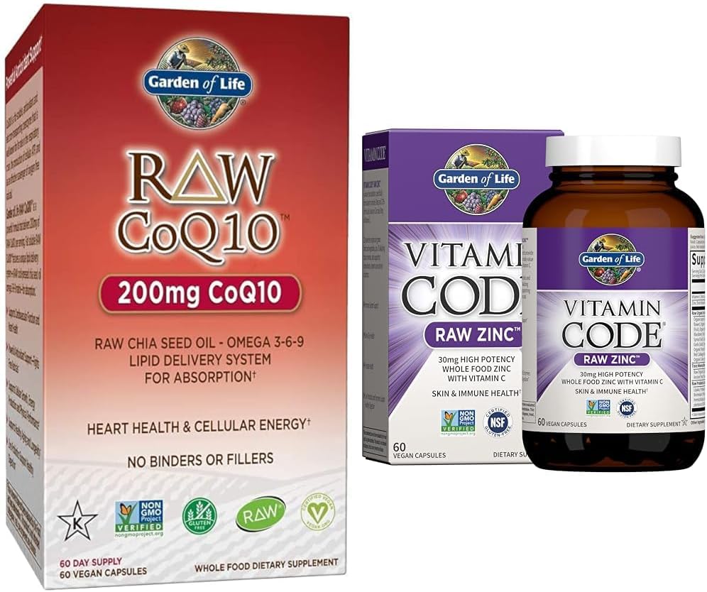 Gradina de viata Vegetarian Omega 3 6 9 Supliment - Raw CoQ10 Chia Ulei de seminte intreg alimente Nutritie & Suplimente de zinc 30 mg mare potenta de zinc brut si vitamina C Supliment multimeneral